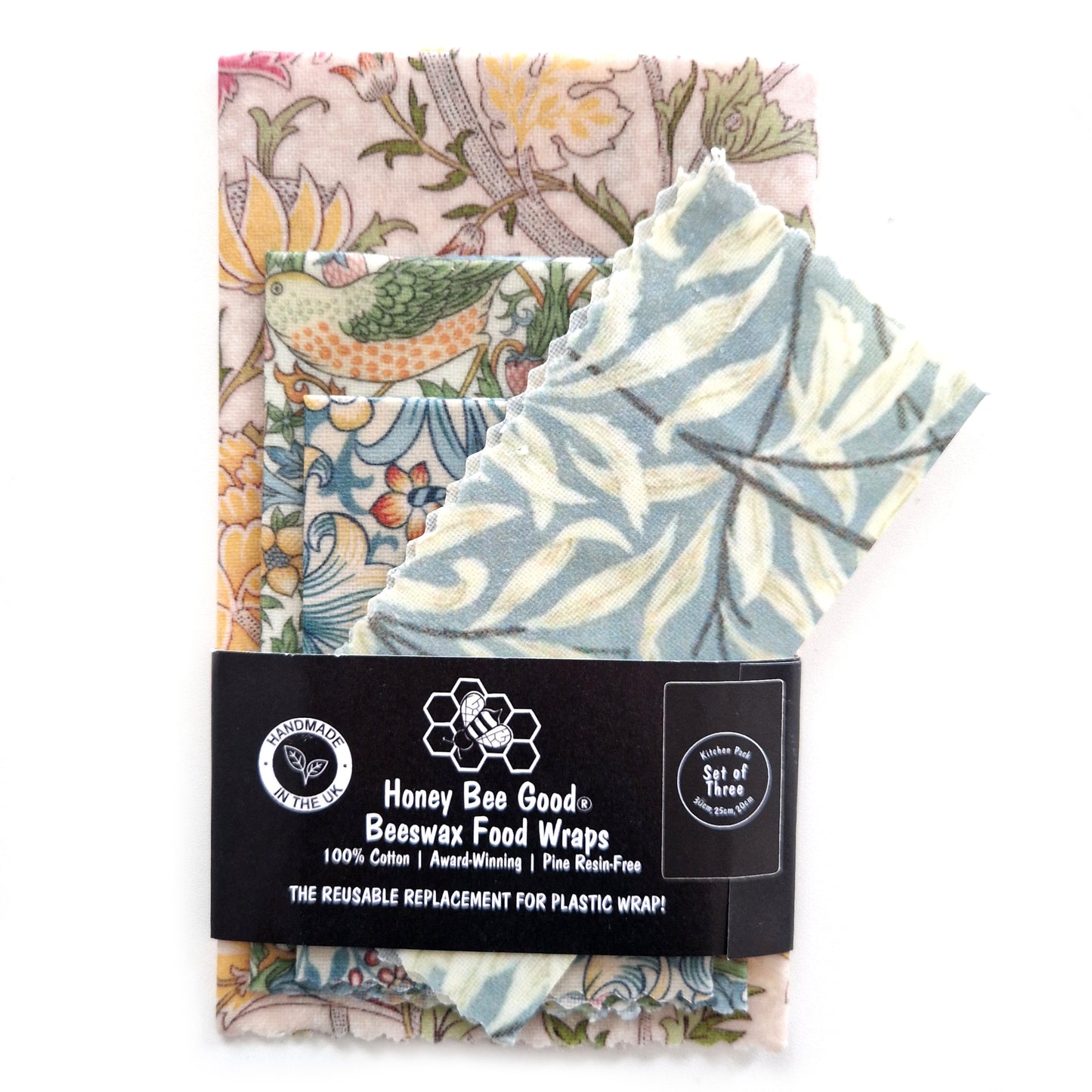Black Label William Morris Set of 4 (3 + Free) Beeswax Wraps | Cray