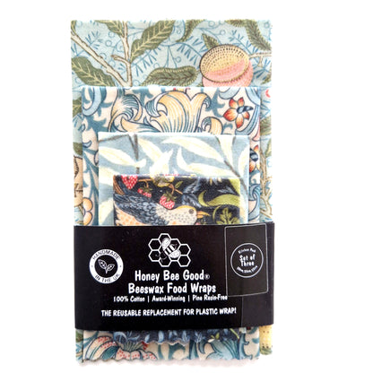 Black Label William Morris Set of 4 (3 + Free) Beeswax Wraps | Pomegranate
