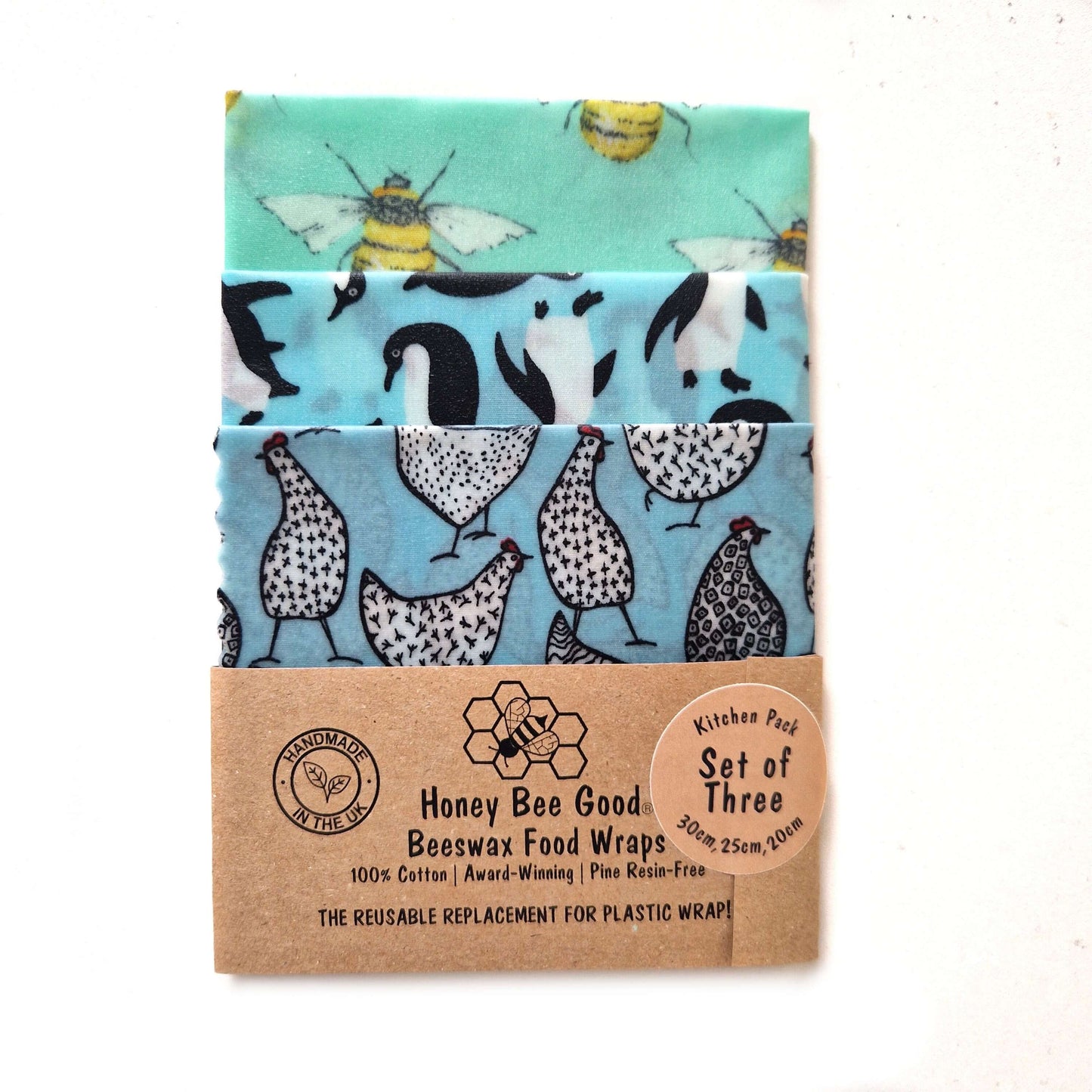 Reusable Beeswax Food Wraps 100% Hand Made in the UK by Honey Bee Good.