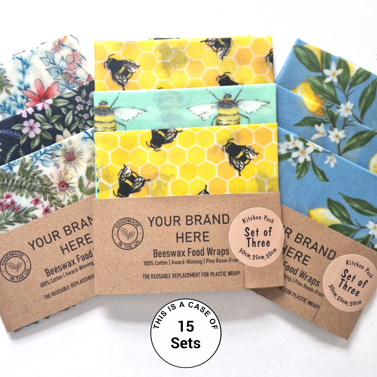 Reusable Beeswax Food Wraps 100% Hand Made in the UK by Honey Bee Good.